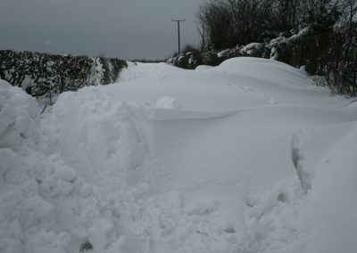 Calcoed Lane blocked by deep snow drifts on Saturday 23rd March 2013